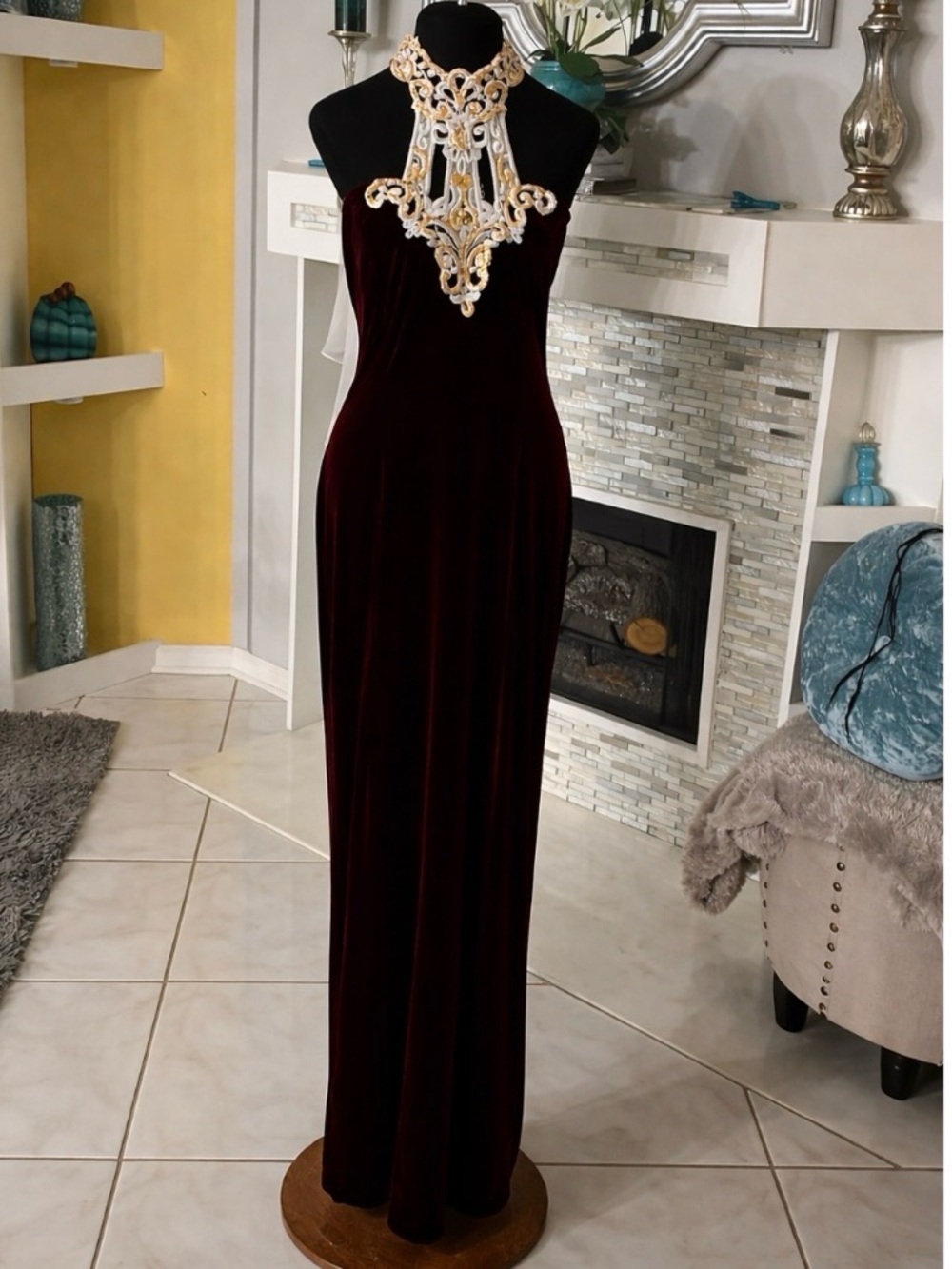 Vtg Dollar Velvet & Lace burgundy Cocktail Victorian Dress size 3X